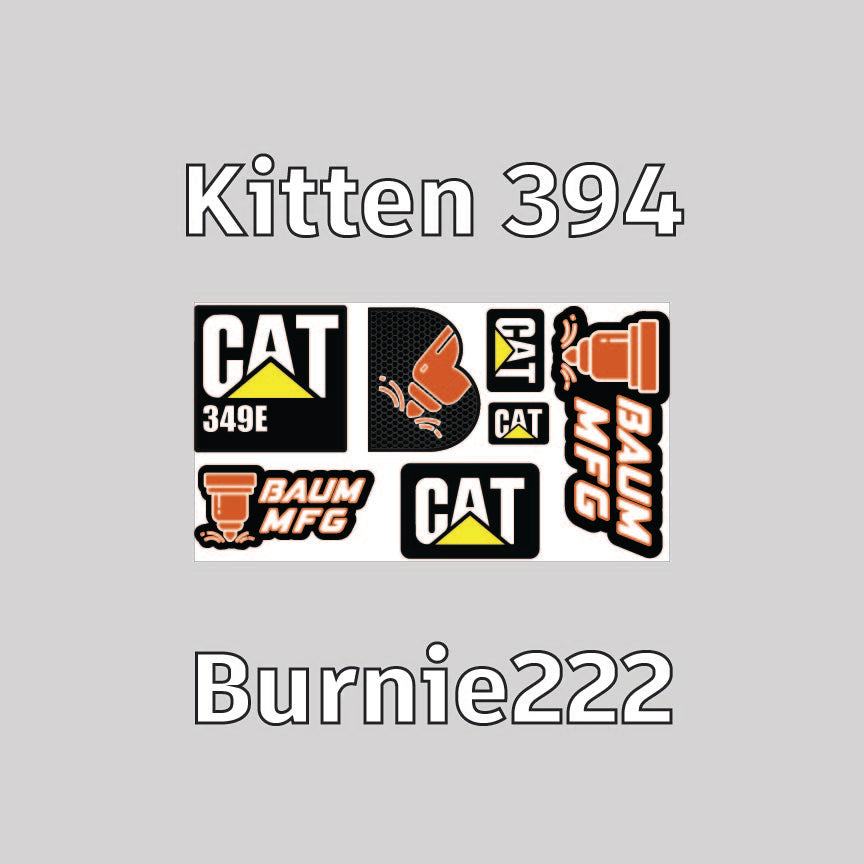 Sticker Set for Burnie222's 3D Printed 1/14 Kitten 394 Excavator