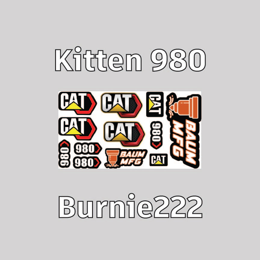 Sticker Set for Burnie222's 3D Printed 1/14 Kitten 980 Wheel Loader