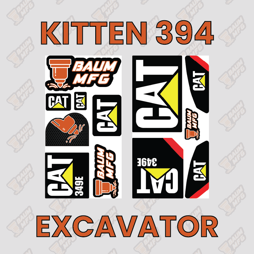 Sticker Set for Kitten 394 Excavator - Burnie222's 3D 1/14 Model