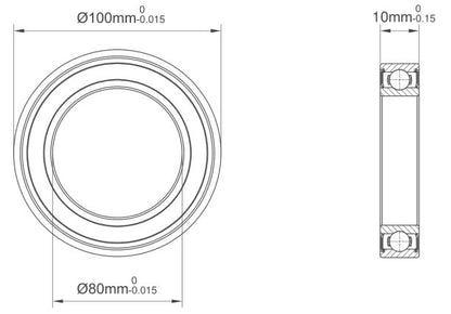 80x100x10 Bearing 6816-2RS