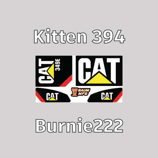 Sticker Set for Burnie222's 3D Printed 1/14 Kitten 394 Excavator