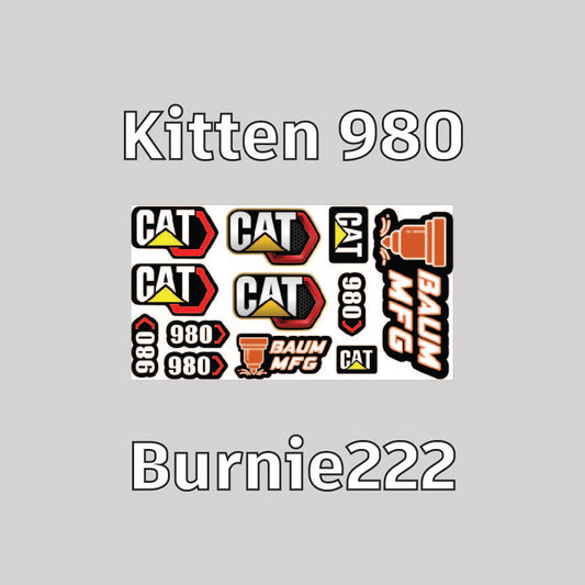Sticker Set for Burnie222's 3D Printed 1/14 Kitten 980 Wheel Loader