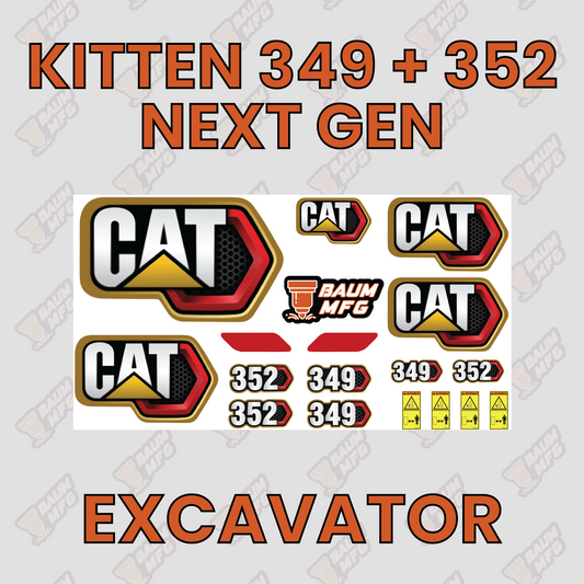 Sticker Set for Kitten 349 + 352 NEXT GEN Excavator - EricsRC's 3D 1/14 Model