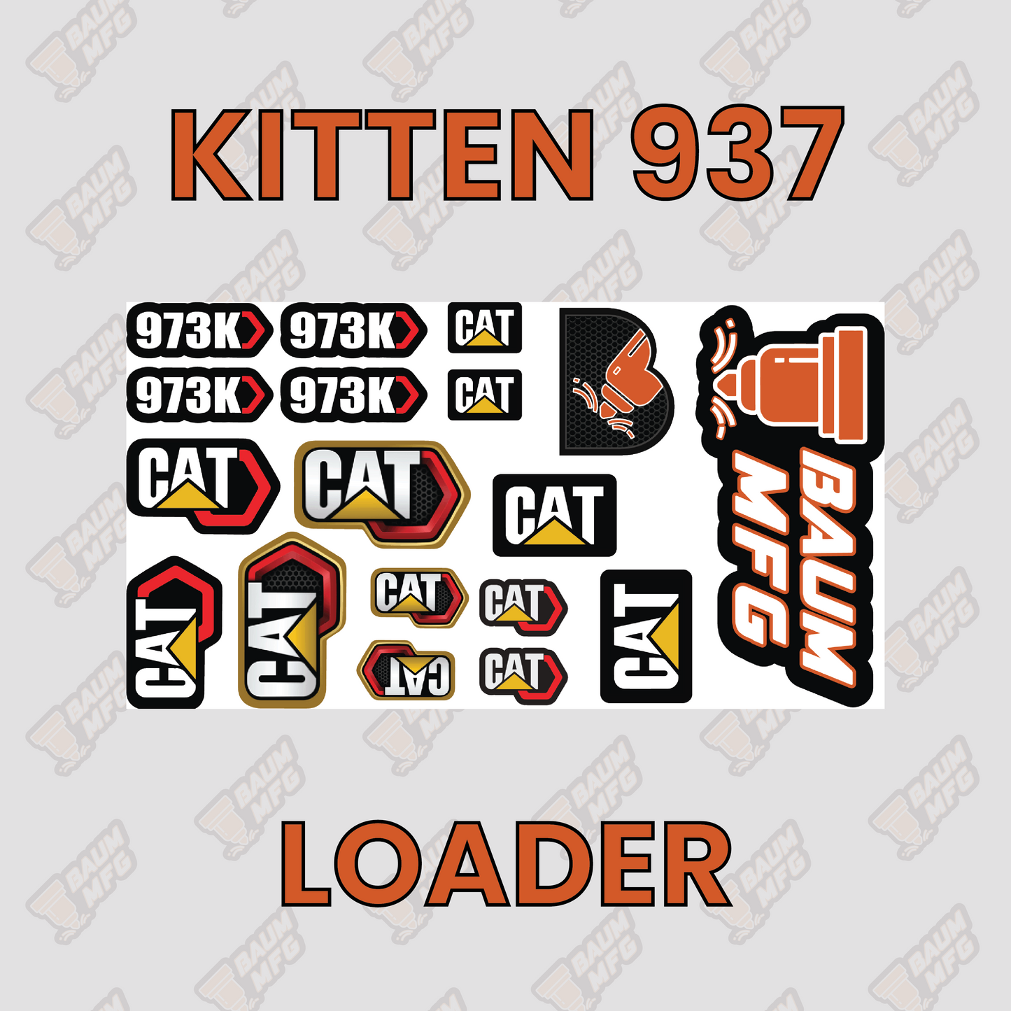 Sticker Set for Kitten 937 Tracked Loader - Burnie222's 3D 1/14 Model