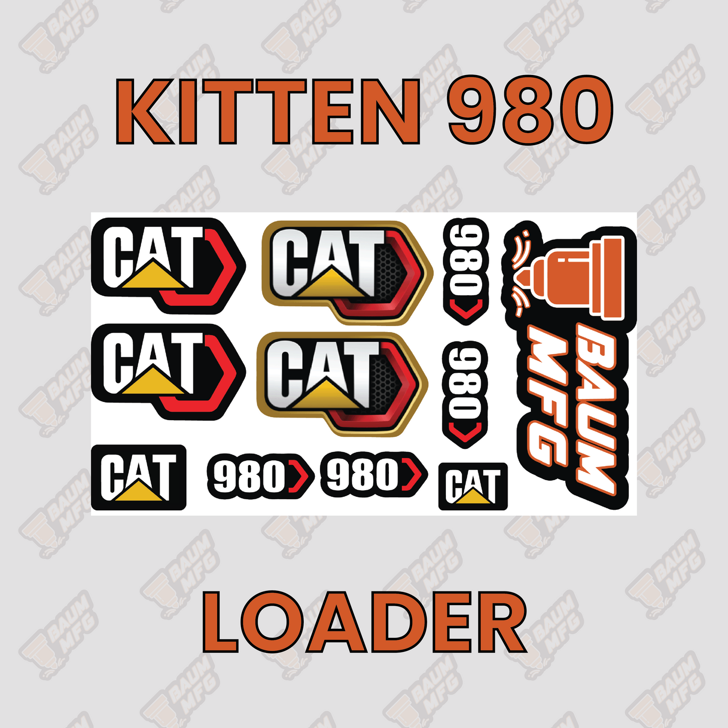 Sticker Set for Kitten 980 Wheel Loader - Burnie222's 3D 1/14 Model