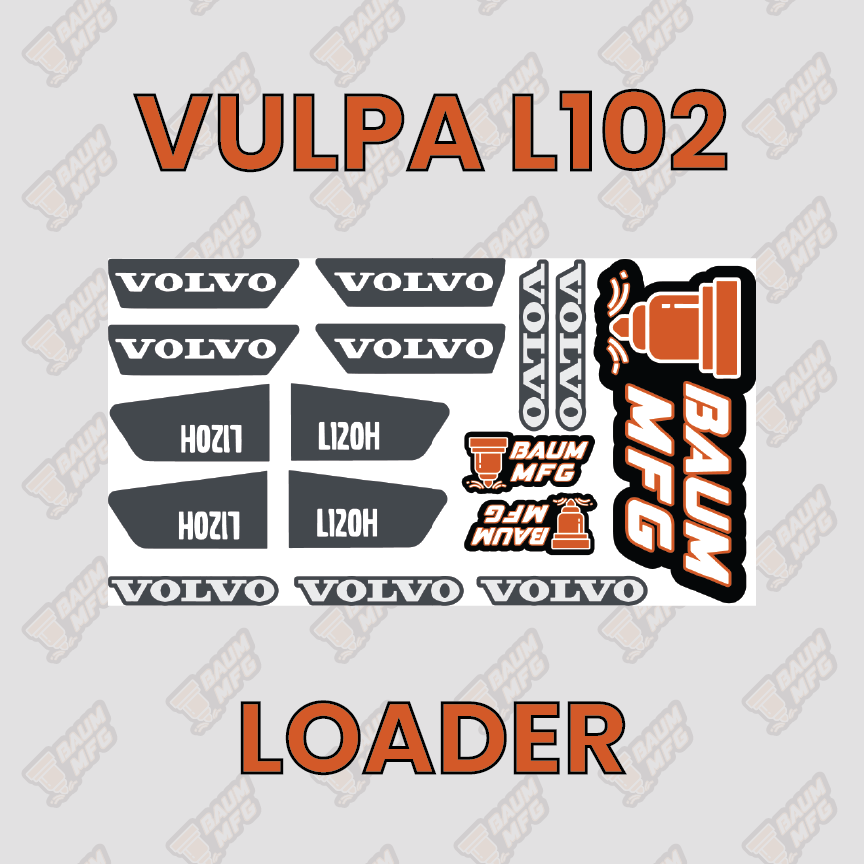 Sticker Set for Vulpa L102 Wheel Loader - Burnie222's 3D 1/14 Model