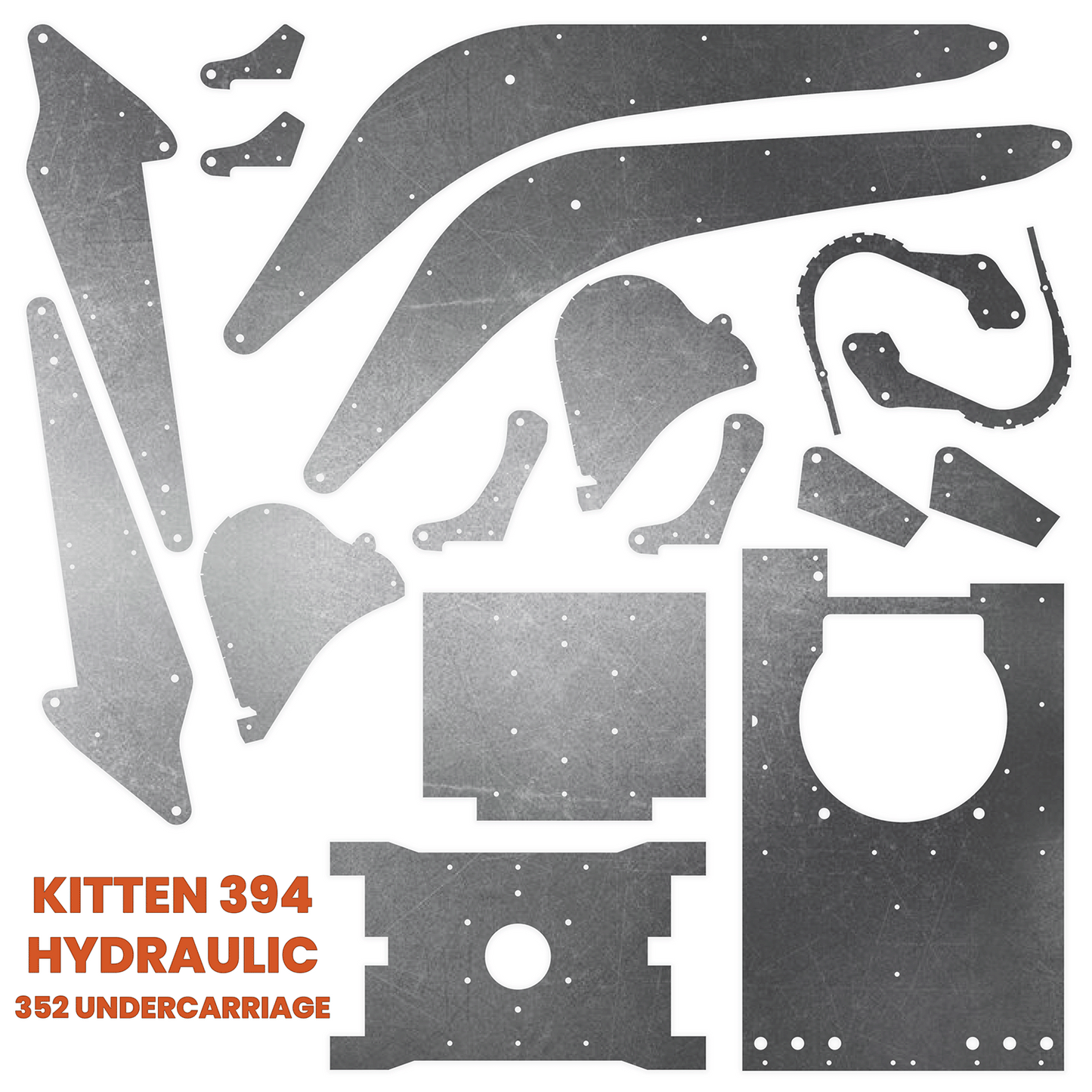 Kitten 394 Excavator Steel Plate Set - Burnie222's 3D Printed 1/14 Model