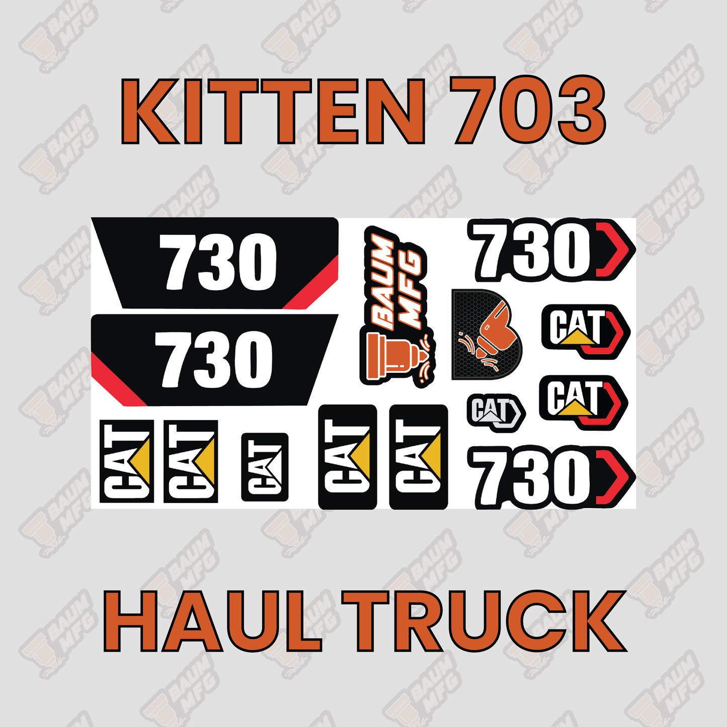 Sticker Set for Kitten 703 Articulating Haul Truck - Burnie222's 3D 1/14 Model